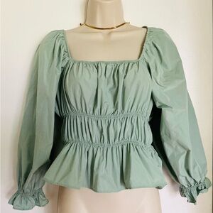 Zara dusty green long sleeve top, size small